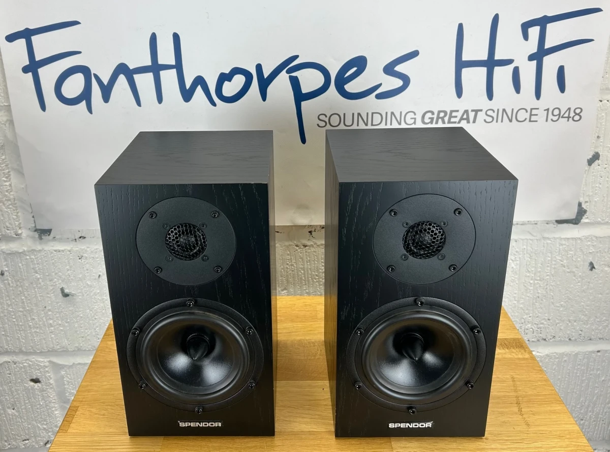 Spendor A1 Bookshelf Speakers - Black Oak - Preowned